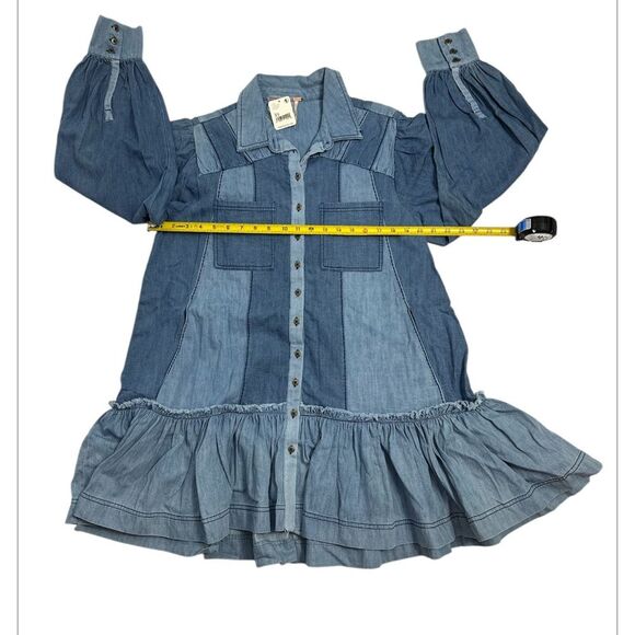 FREE PEOPLE Sun Burst Denim‎ Mini Dress Size XSMALL - Picture 14 of 16